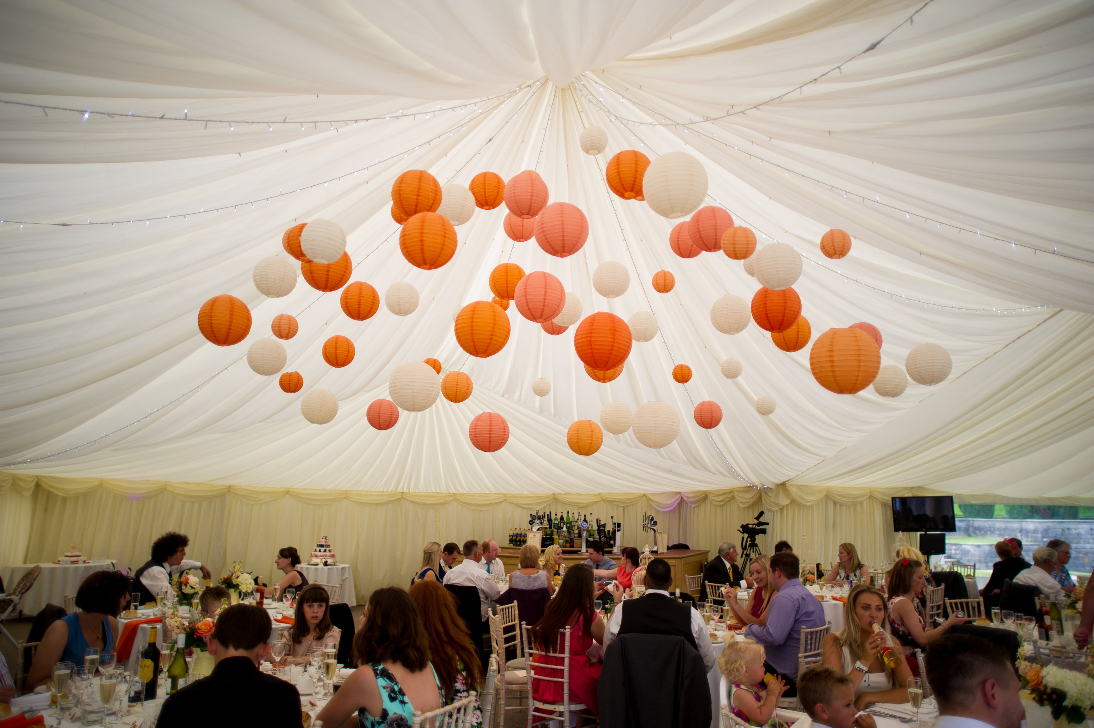 Orange and Peach Tonal Paper Lanterns Hanging Lantern Company